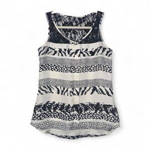 Express Animal Print Sleeveless Lace Blouse Size‎ XS